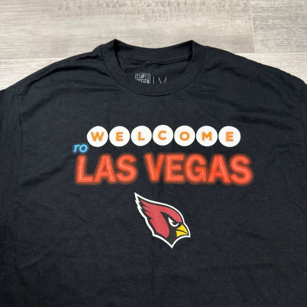 NFL TEAM ARIZONA CARDINALS "WELCOME TO LAS VEGAS" MEN'S MEDIUM BLACK T-SHIRT NEW